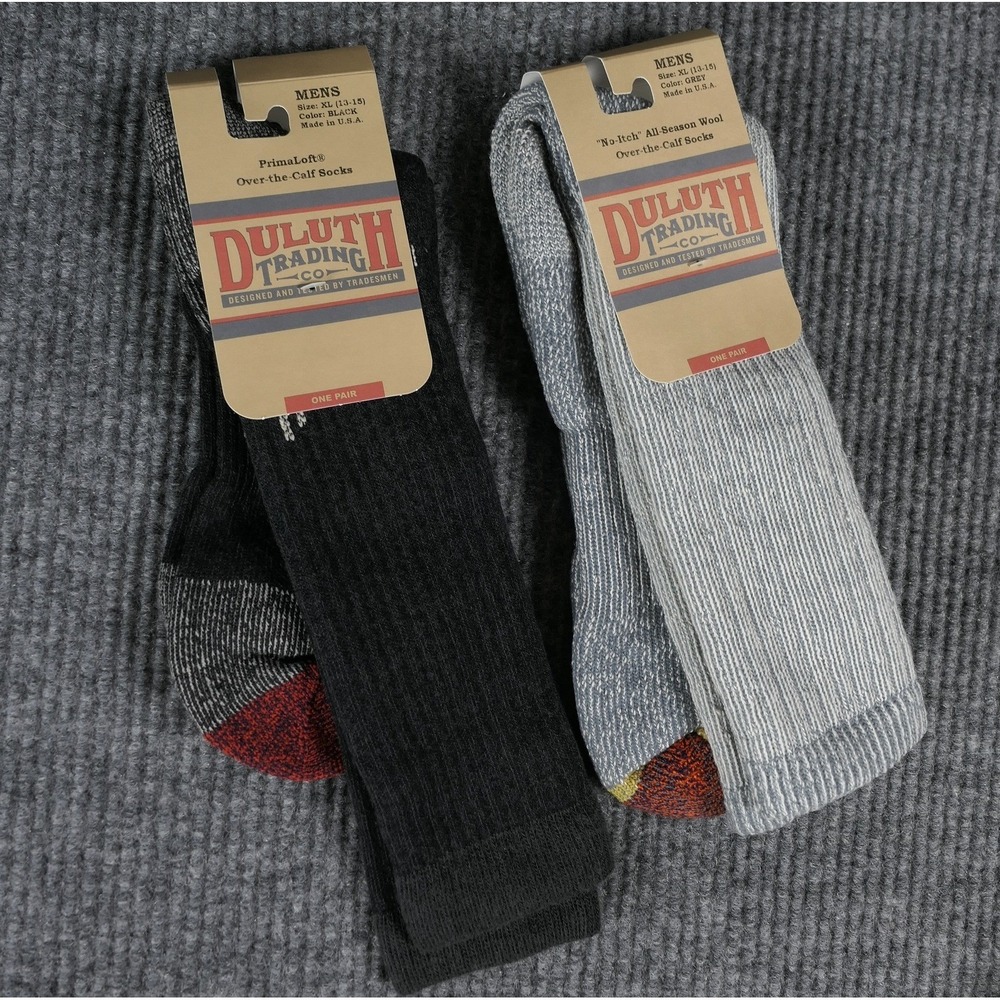 Duluth Trading Co Mens XL Over-the-Calf Socks PrimaLoft Merino Wool USA Lot of 2